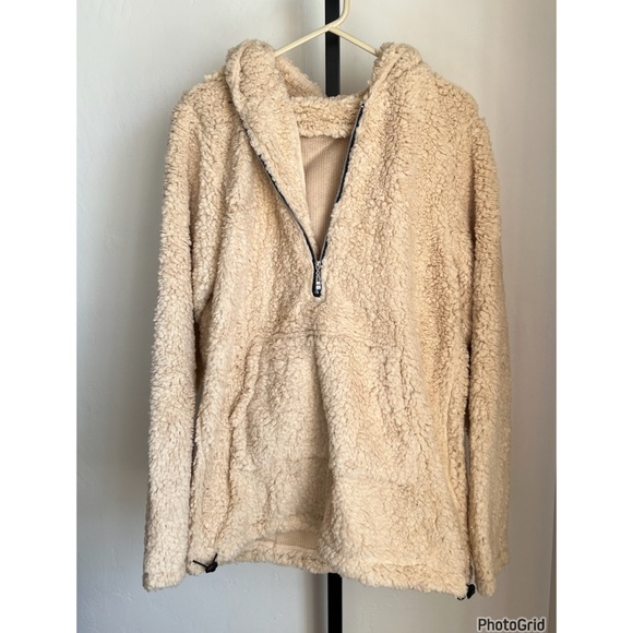 Mint July Faux Sherpa Soft Fuzzy Half Zip Pullover Sweatshirt NEW - Picture 3 of 5